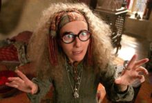 Emma Thompson jako profesorka Sibyla Trelawneyová z Harryho Pottera