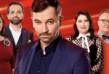 Tváře oblíbené soutěže Na Lovu. Zleva: Kvízová dáma, Kalkulátor, Ondřej Sokol, Belladona a Pan Lišák.