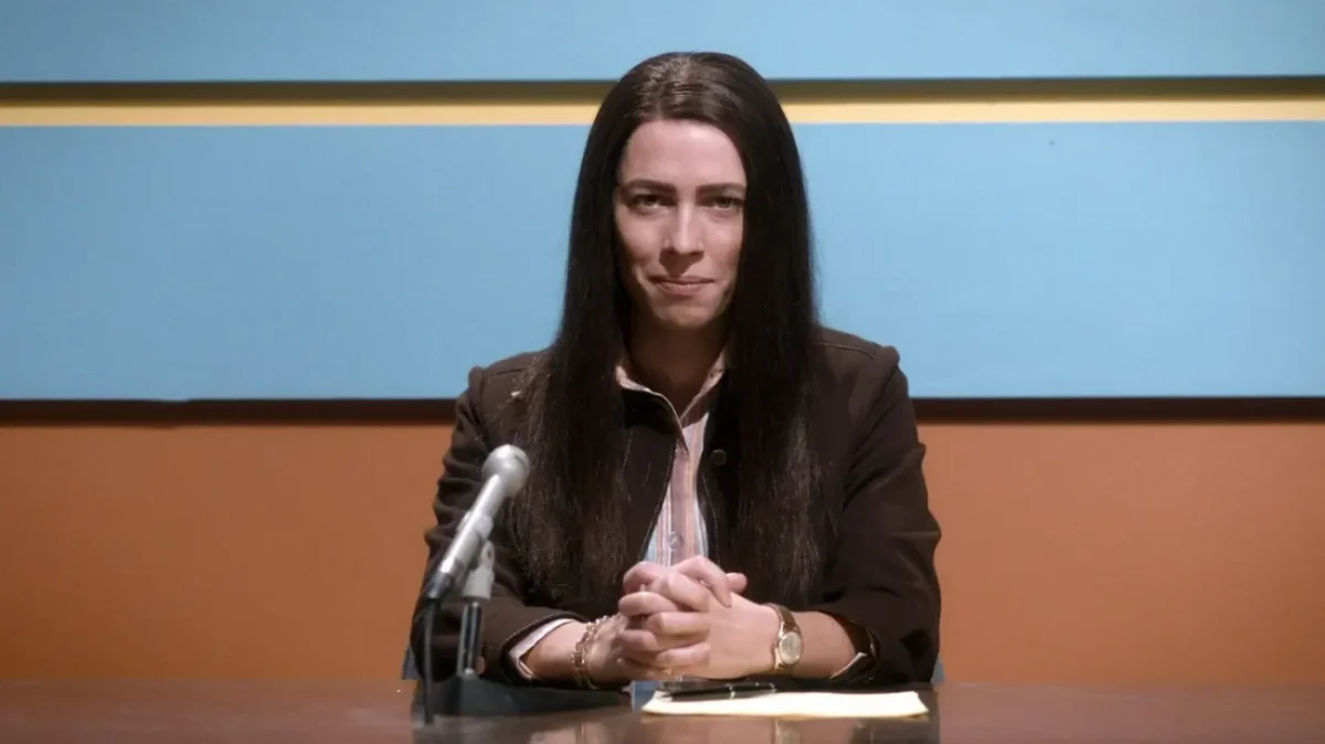 Herečka Rebecca Hall jako Christine Chubbuck ve filmu Christine.