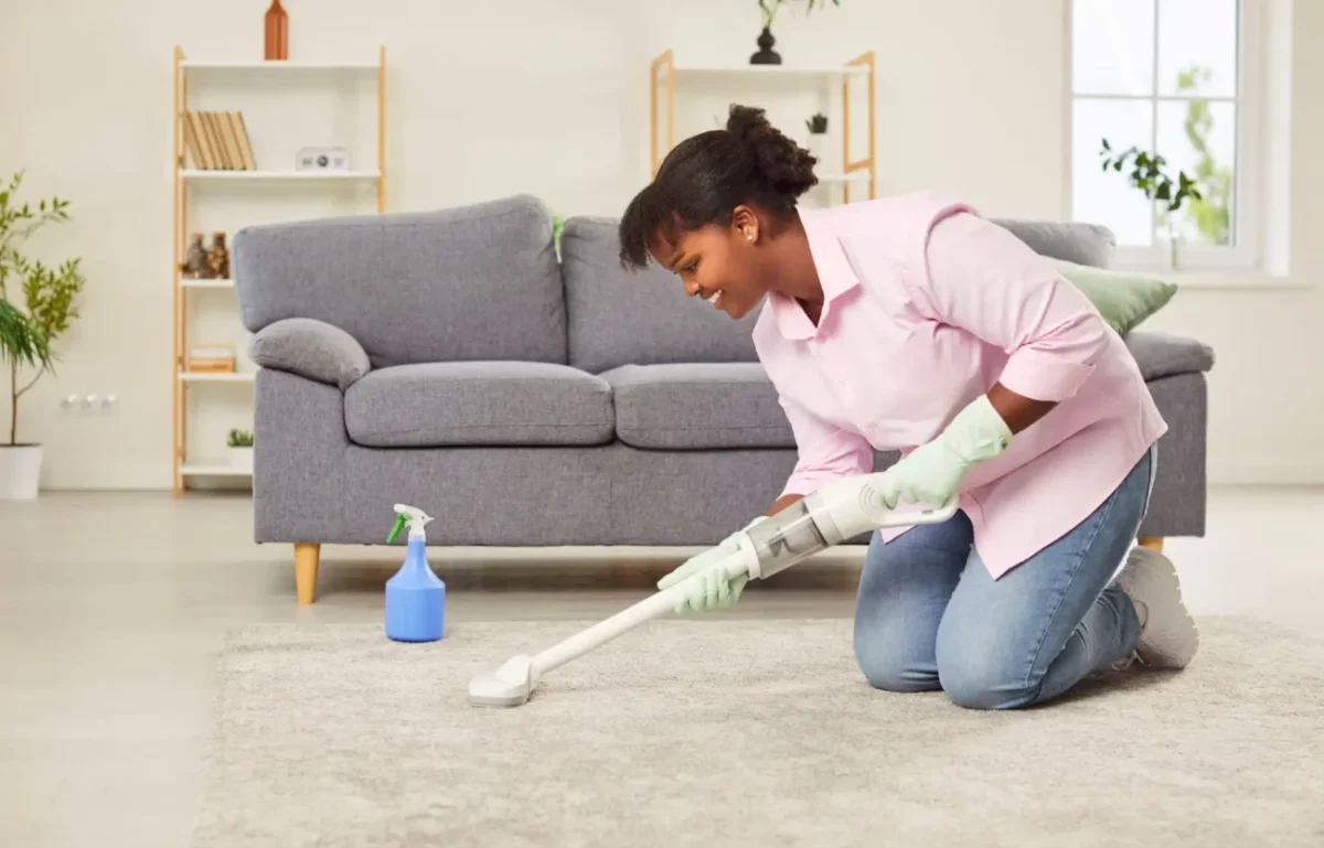 žena uklizející domácnost