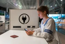 žena nabíjí mobil