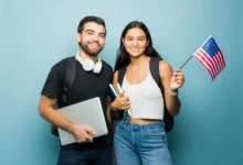 dva studenti vlajka USA