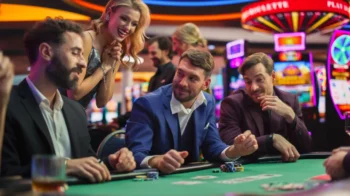 Lidé hrají v casinu.