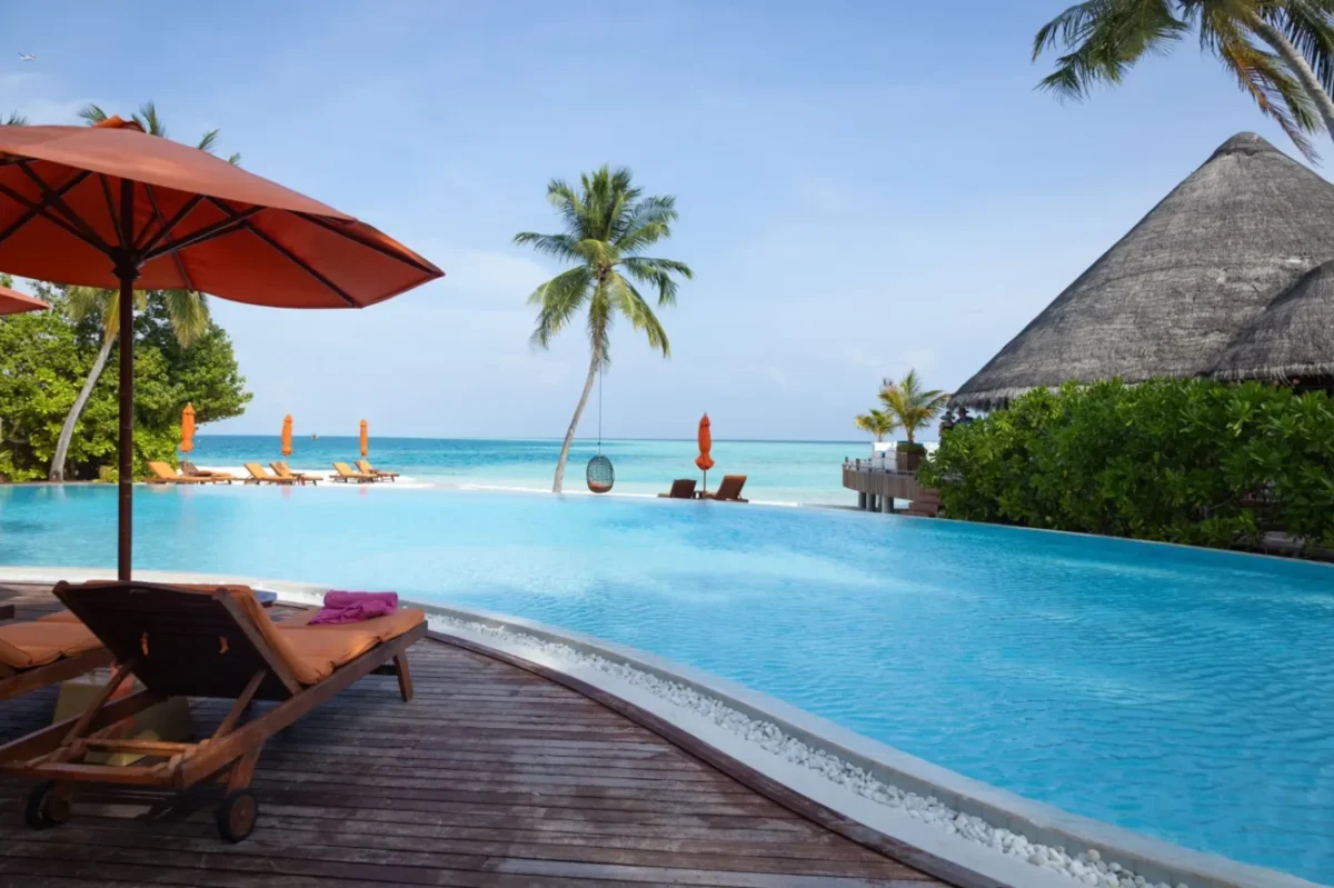 výhled na moře na Maledivách