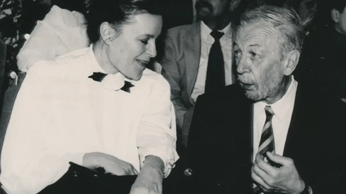 Magda Vašáryová a František Vláčil při premiéře filmu Markéta Lazarová