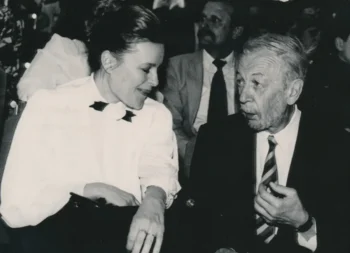 Magda Vašáryová a František Vláčil při premiéře filmu Markéta Lazarová