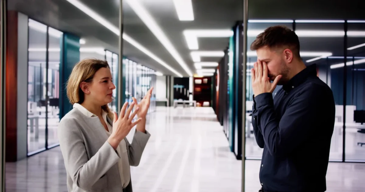 Žena s mužem argumentují v obchodním centru.