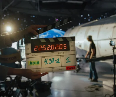 filmová klapka ve studiu