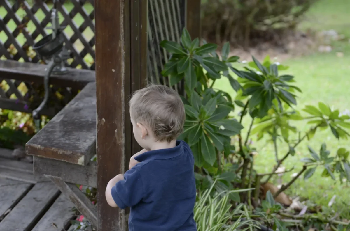 Malé dítě na zahradě.