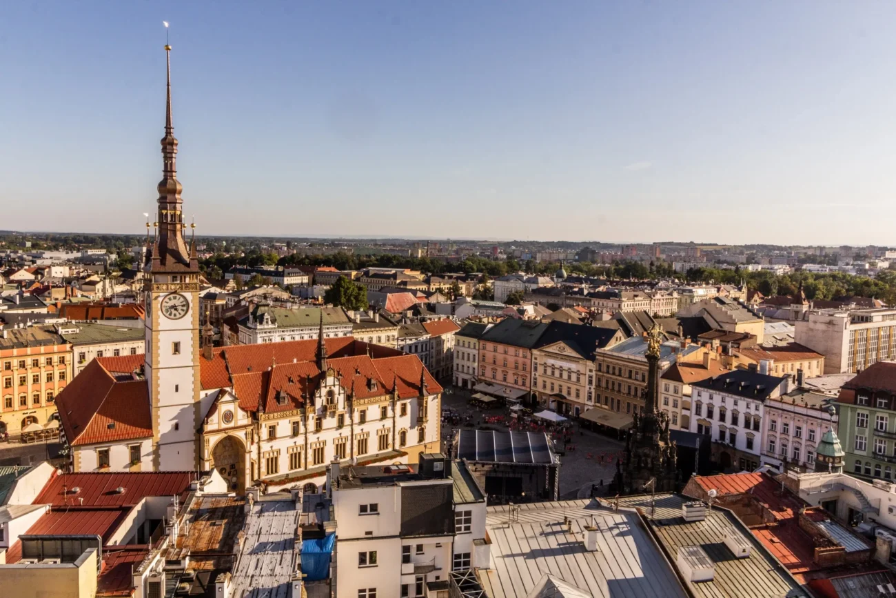 Město Olomouc focené z výšky. 