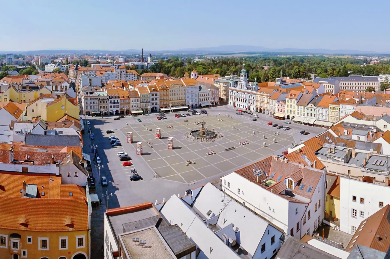 Náměstí v Českých Budějovicích. 