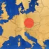 červená tečka na České republice v mapě Evropy
