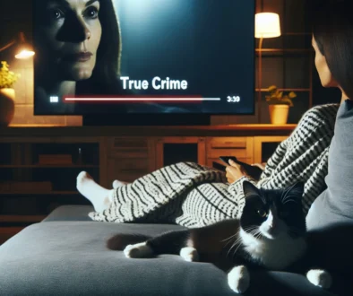 Žena sledující true crime.