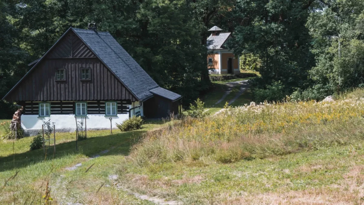 Česká chata v přírodě.