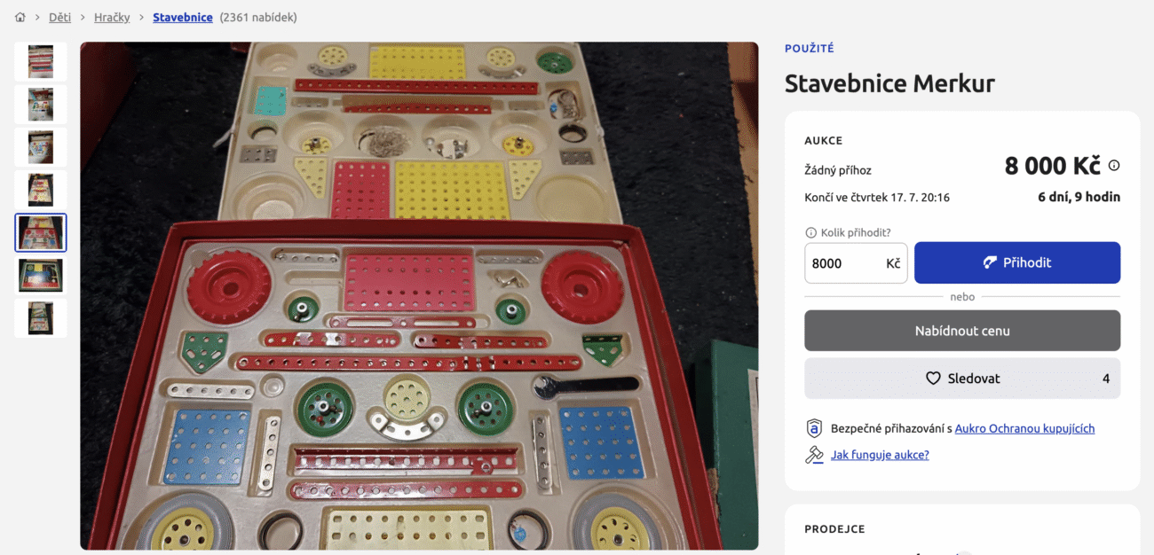stavebnice Merkur inzerát