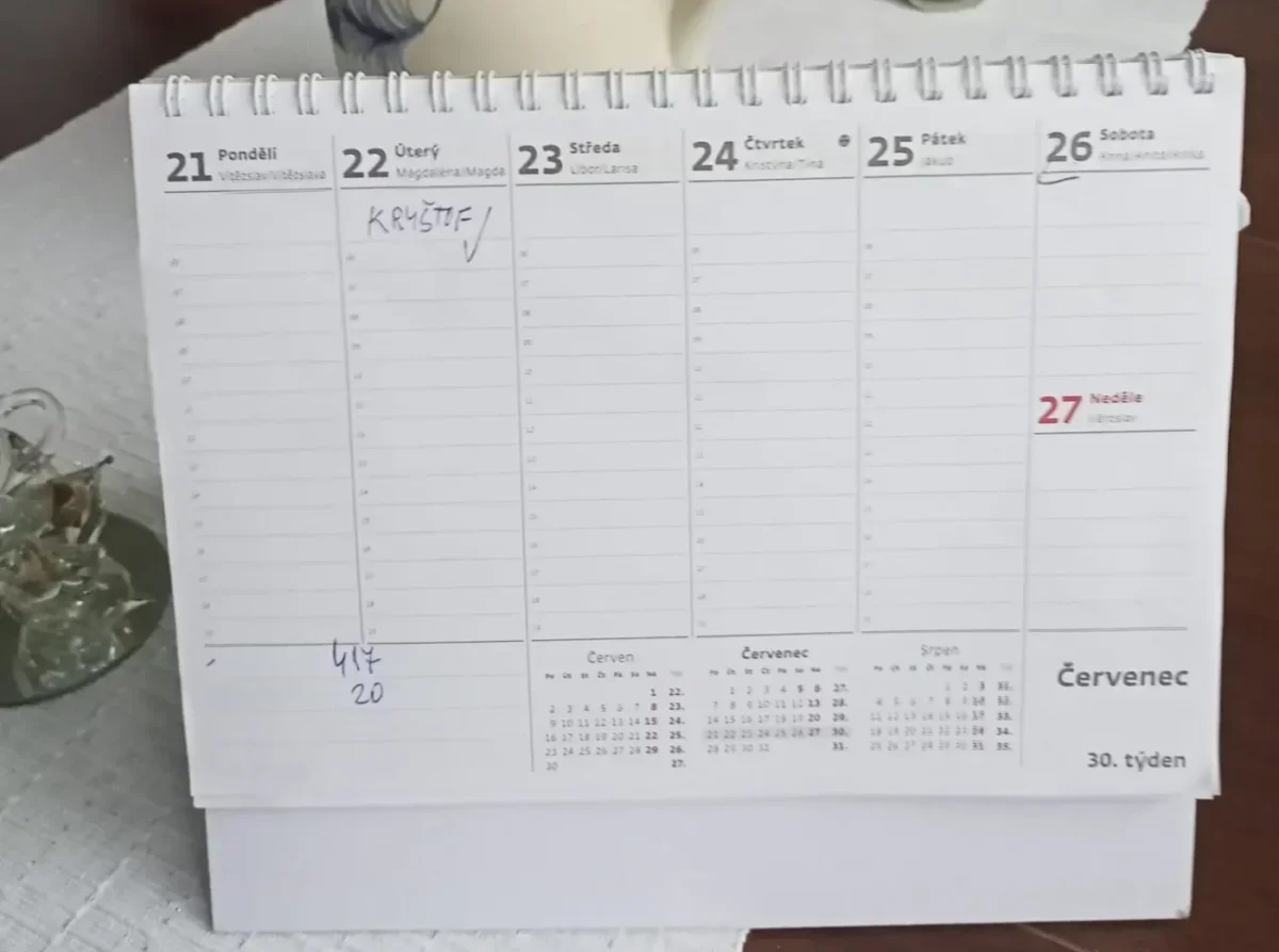 Kalendář s českými jmény