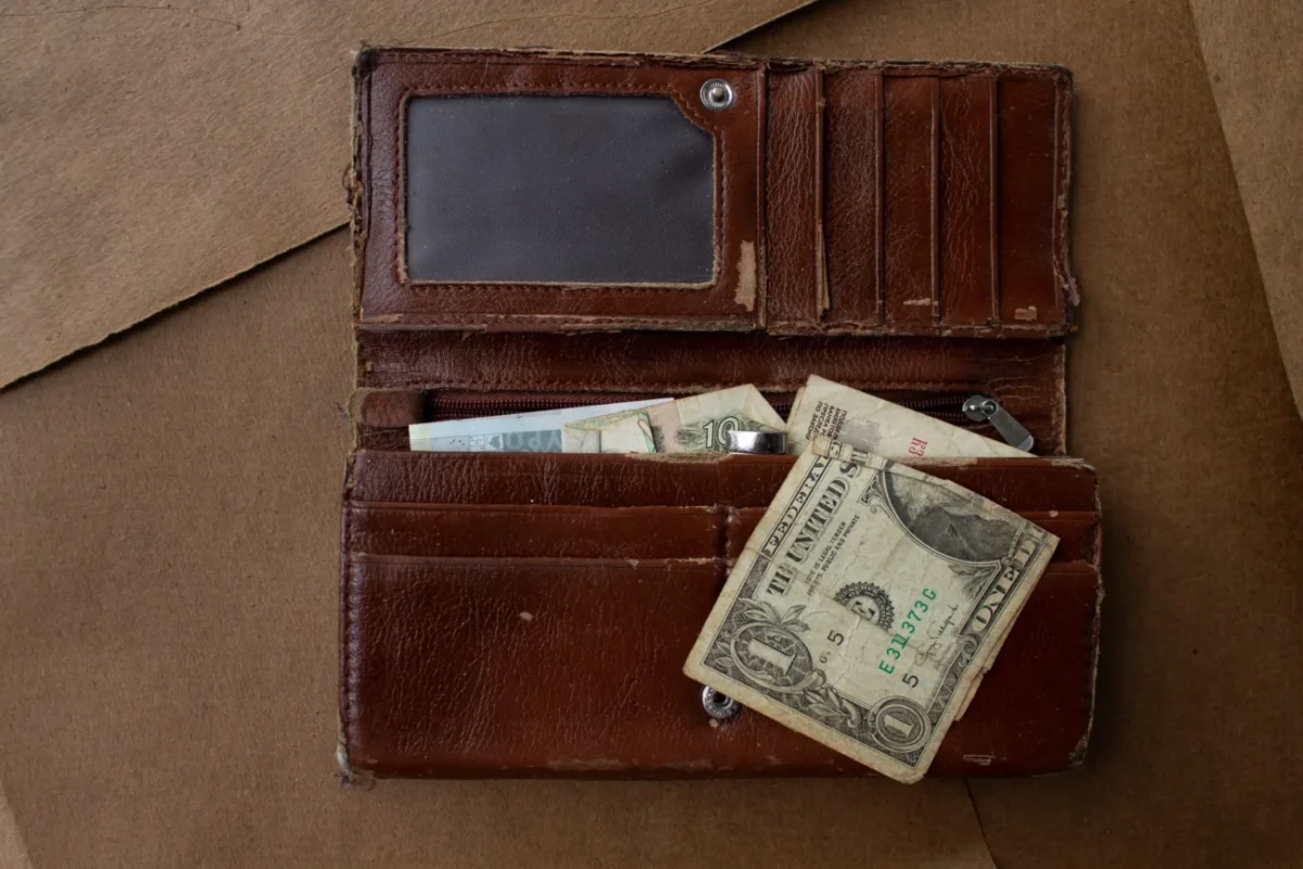 peněženka s penězi