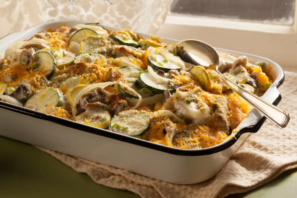 Na plechu je cuketová směs.