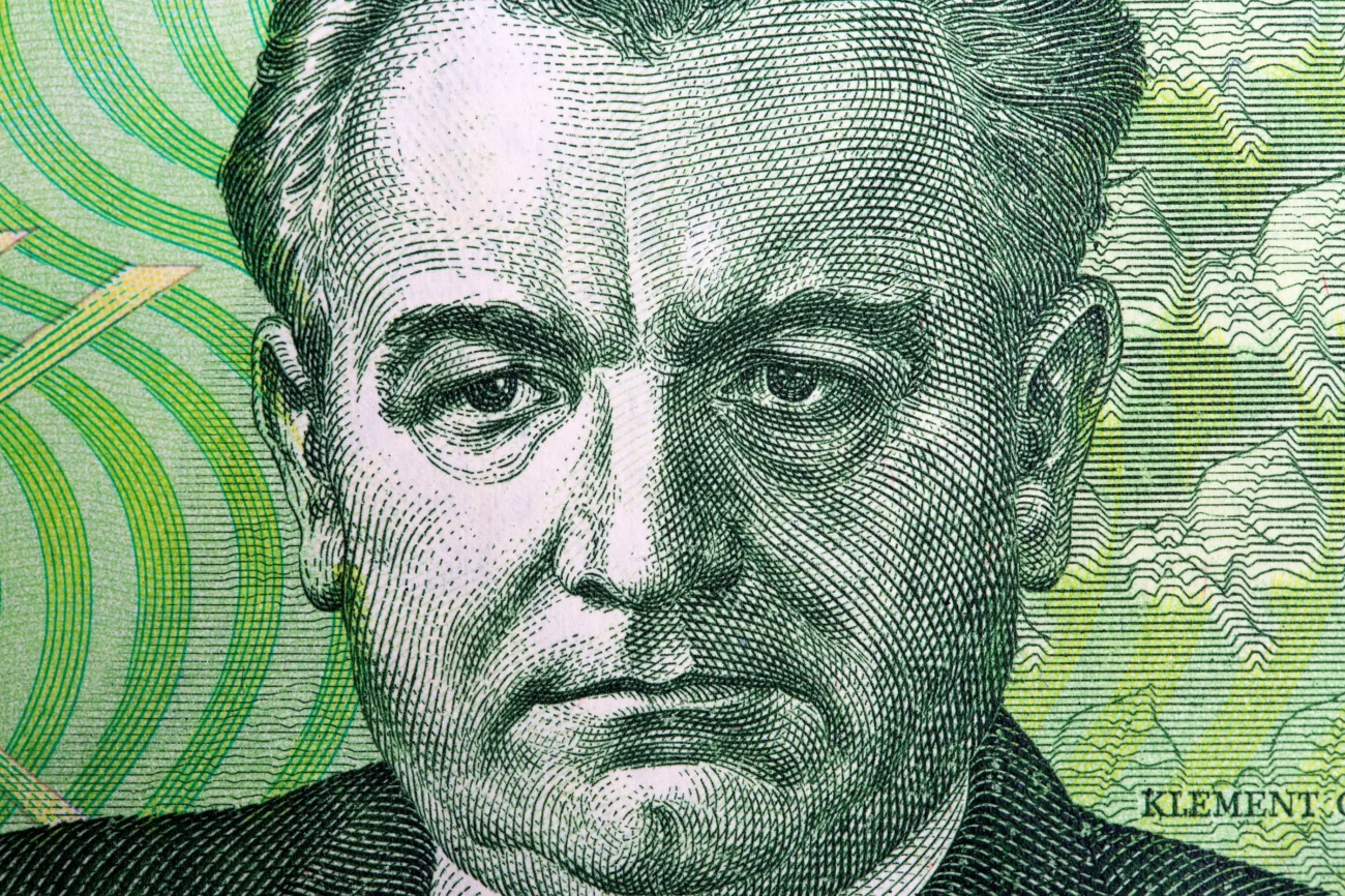 Klement Gottwald na poštovní známce. 