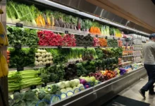 regál se zeleninou v supermarketu