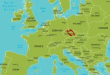 mapa evropy se zvýrazněním české republiky