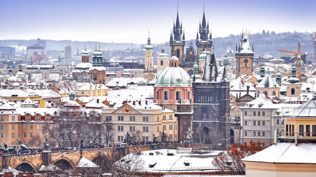 zasněžená Praha