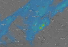 mapa s vyznačením deště a bouřek nad Českou republikou v pondělí 22.9.2025