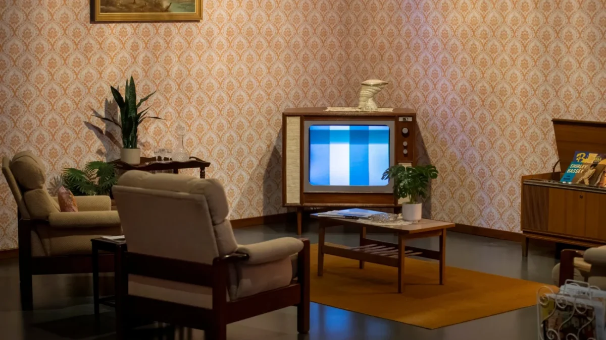 Retro obývací pokoj.