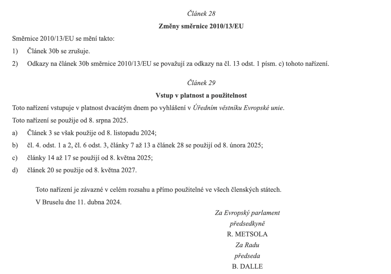 Snímek obrazovky 2025-09-22 v 124503 | TVGURU.cz nové nařízení eu fotografie z oficiálního dokumentu evropské unie
