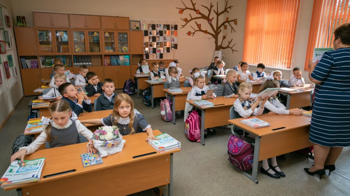děti v lavicích