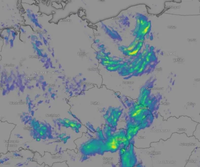 aktuální meteo radar - proudění vzduchu nad Českou republikou dnes