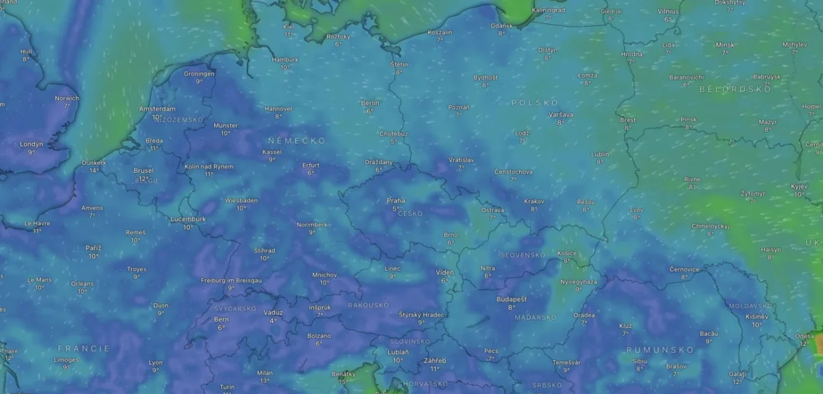 radar s anomálií na mapě
