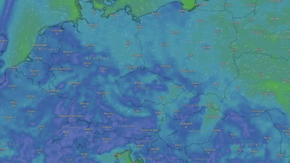 radar s anomálií na mapě
