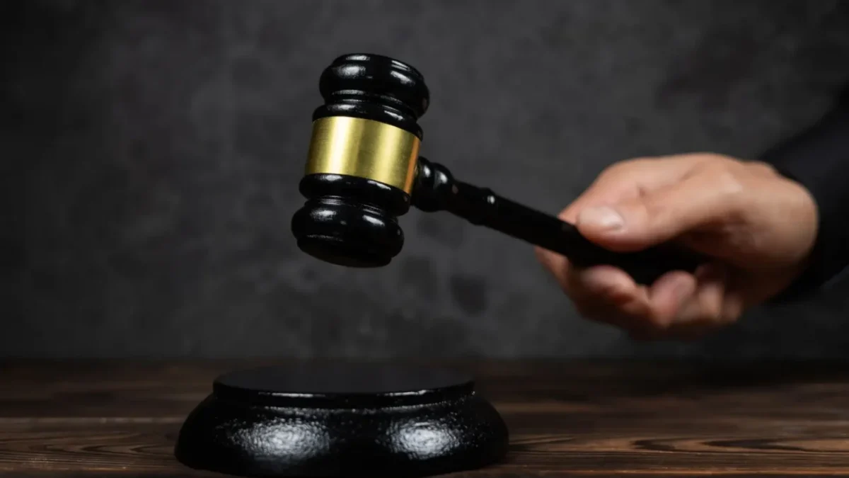 aukční kladívko v ruce