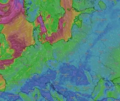 aktuální foto z radaru ukazuje, jak bude probíhat výměna vzduchu a proudění nad střední Evropou