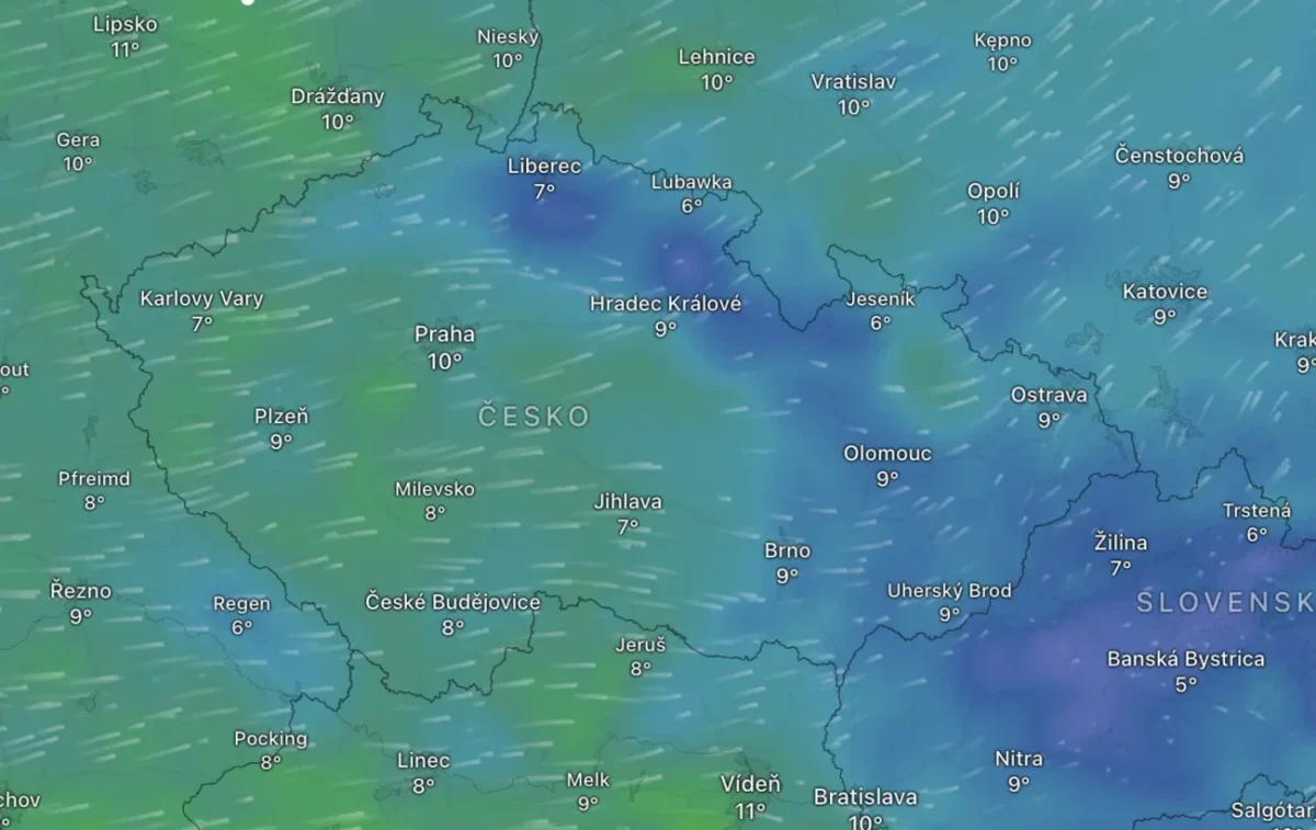 Meteorologická mapka České republiky
