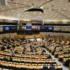 vnitřní pohled do evropského parlamentu v Bruselu