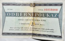 Odběrní poukaz do Tuzexu neboli pět bonů