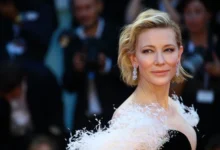 Cate Blanchett na červeném koberci v bílé róbě