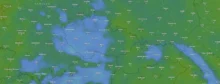 meteorologická mapa z portálu windy.com ukazuje studenou frontu nad českou republikou