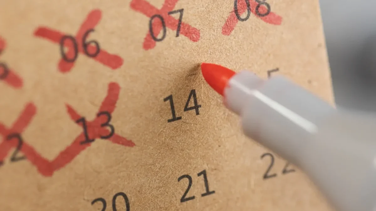 odškrtávání dní v kalendáři