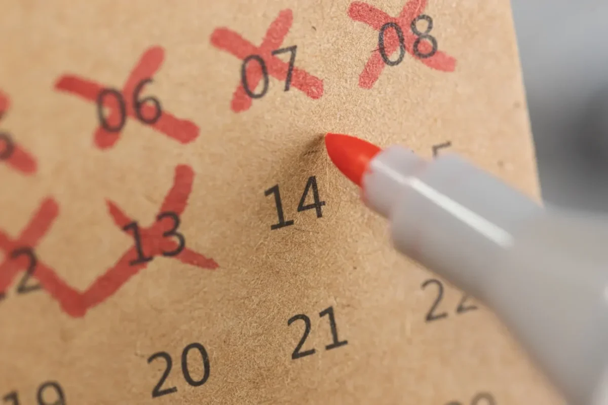 odškrtávání dní v kalendáři