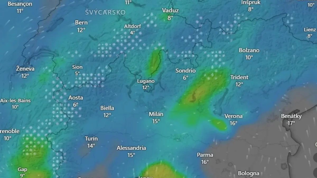 Aktuálně je ve střední Evropě sníh jenom v Alpách