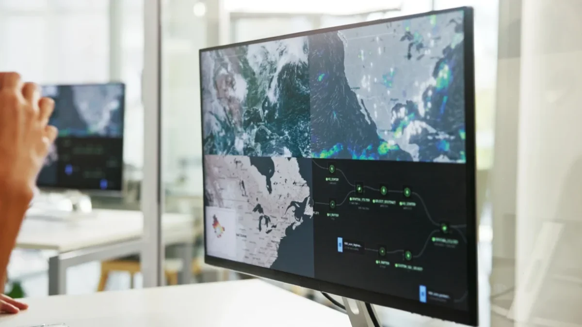 Monitor s předpovědí počasí.