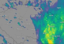 Aktuální snímek České republiky z meteoradaru
