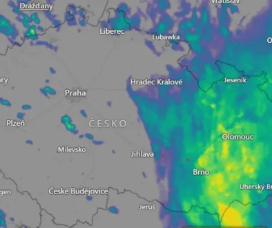 Aktuální snímek České republiky z meteoradaru