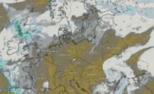 Aktuální oblačnost nad Evropou