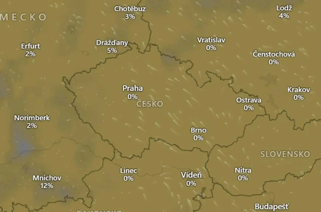 Aktuální jižní až jihovýchodní proudění vzduchu v ČR