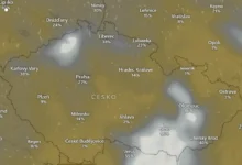 Aktuální oblačnost. Od včerejška se výrazně protrhala