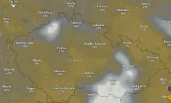 Aktuální oblačnost. Od včerejška se výrazně protrhala